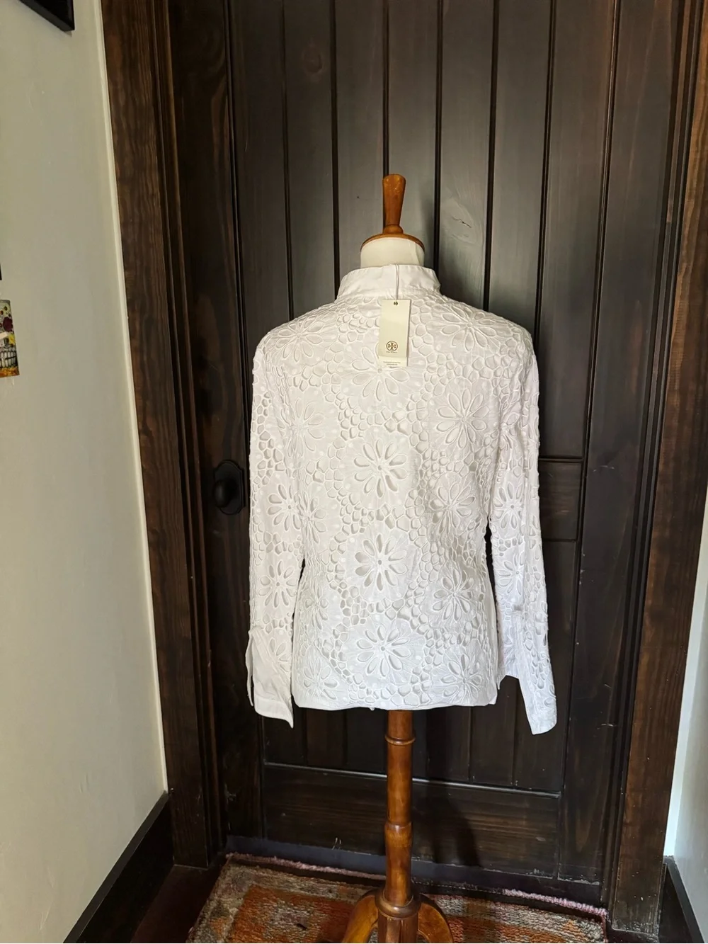 Tory Burch White Floral Eyelet Tunic Top